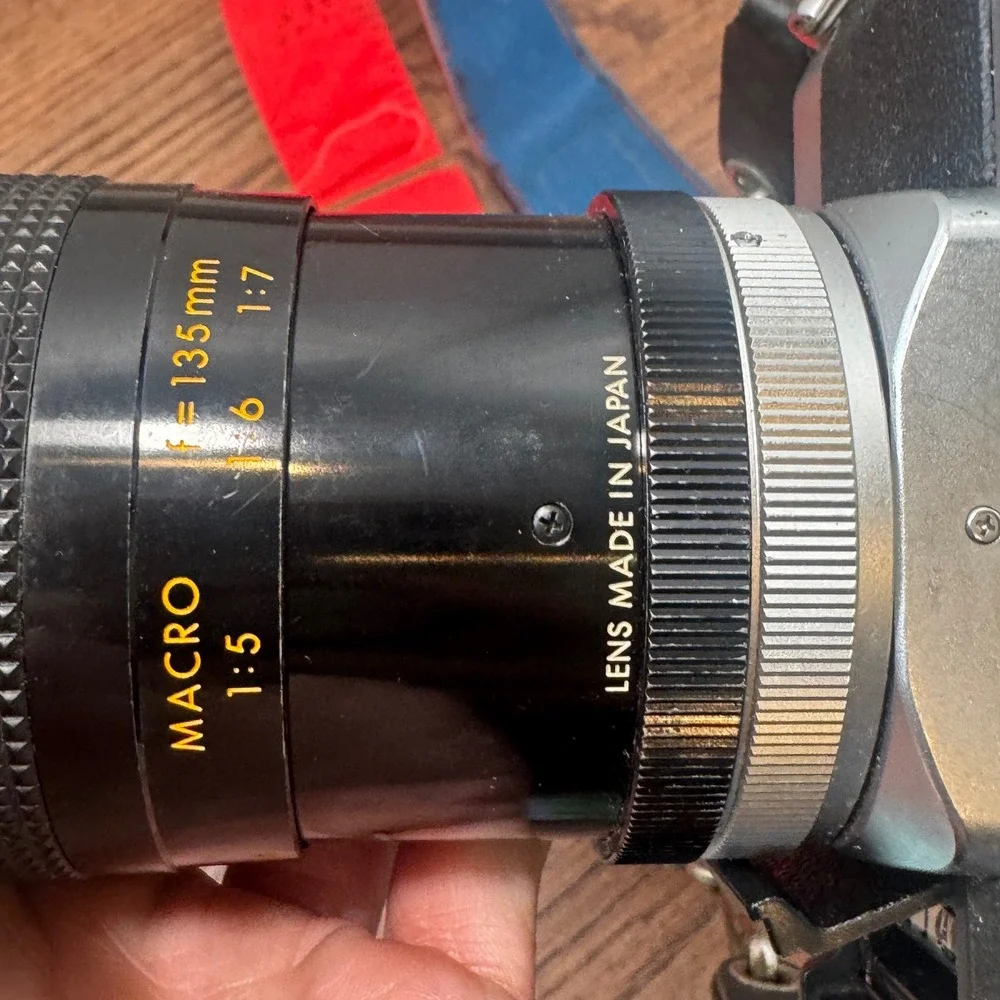 Canon AV 1 35mm SLR Film Camera Silver Sakar 35 135mm Lens Strap Untested